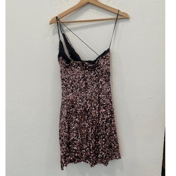 ASTR The Label Rose Pink Sequin One Shoulder Party Dress M NWOT - Picture 2 of 4